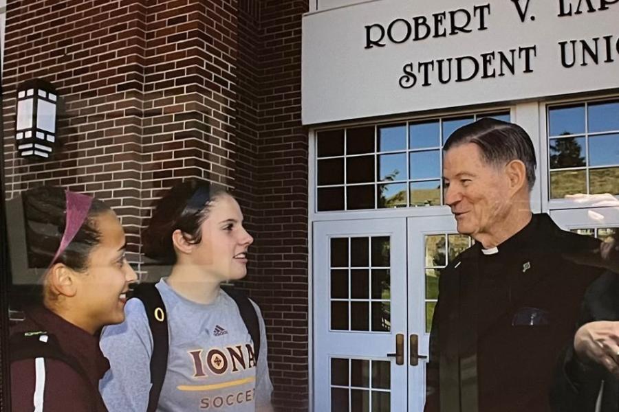 Brother Cussen on campus