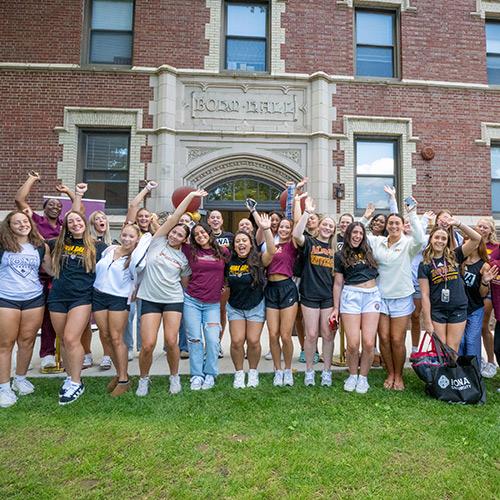 The Acro & Tumbling team at the Bohm Hall ribbon cutting.