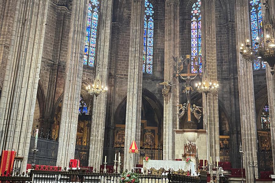 An altar in a cathedral in Barcelona.