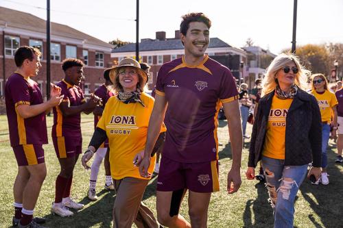 Archill walking on to the rugby field.