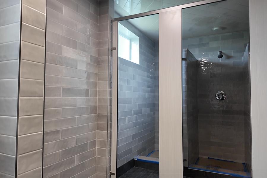 A shower at Bohm Hall.