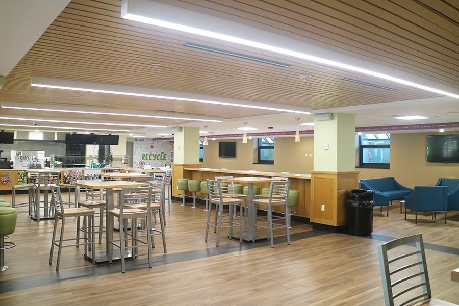 Tables and chairs in the Cafe at Bronxville.