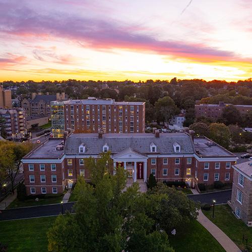 The Iona University campus at sunset.
