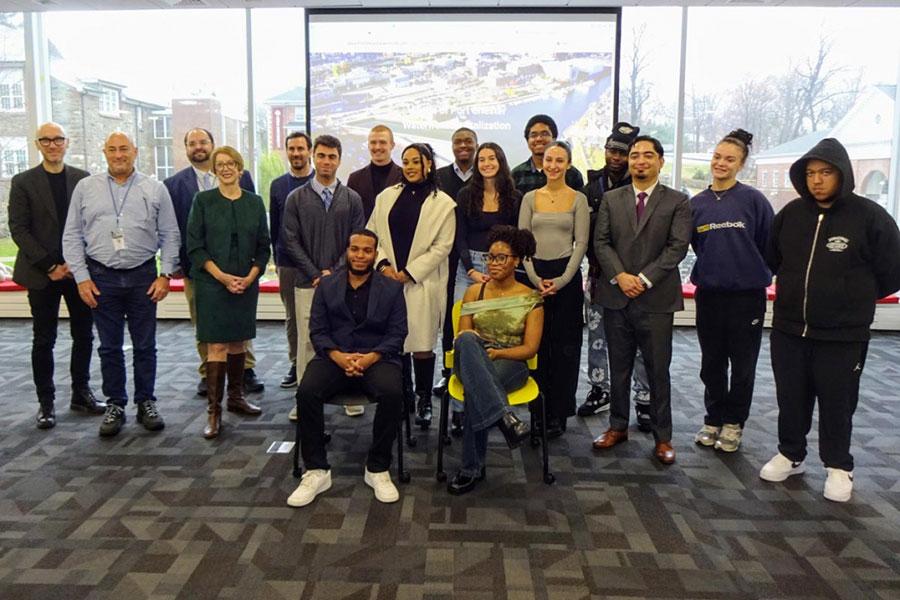 The 2024 WIN City Labs Port Chester Project members and Iona Students at the Hynes Institute.