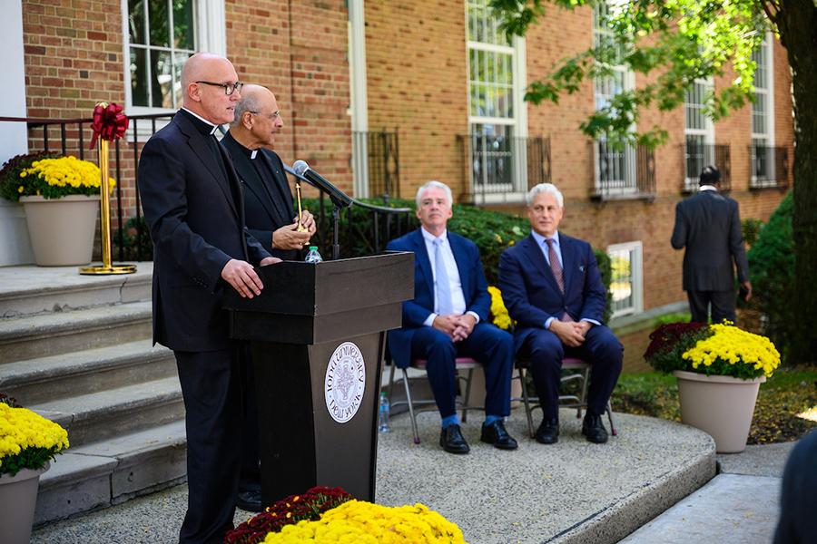 Clergy speak at the GCTL ribbon cutting.