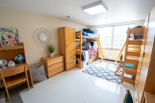 A decorated dorm room.