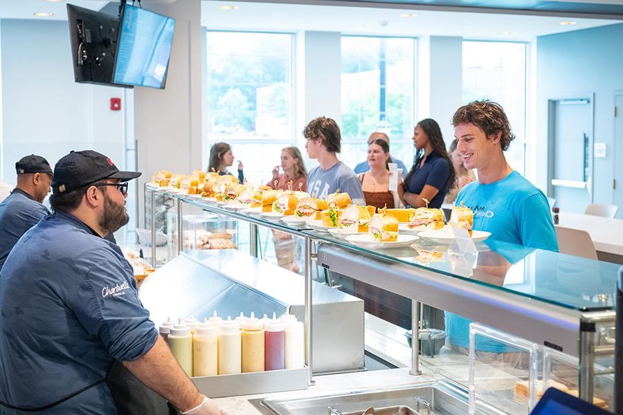 The deli station with sandwiches in the new dining hall.