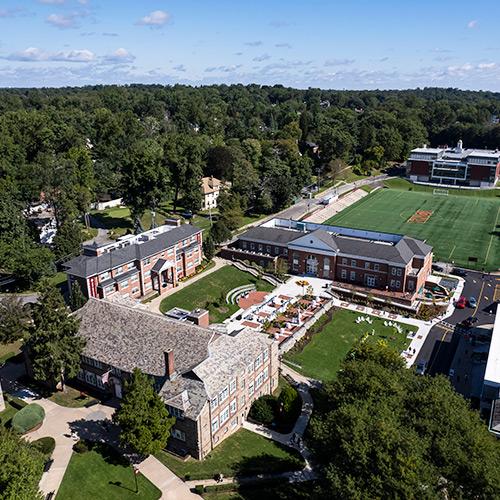 A drone image of Iona's New Rochelle Campus.