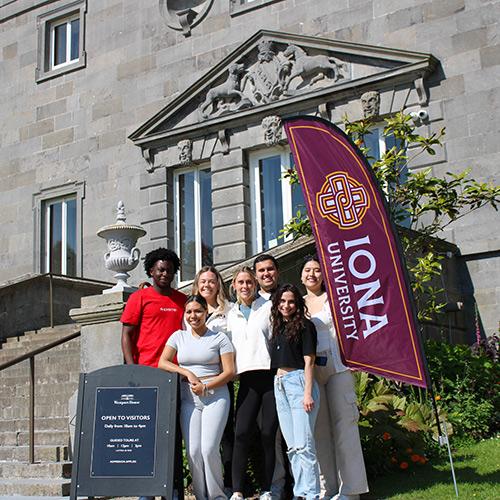 Students outside of the Westport House in Ireland.