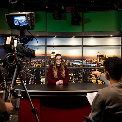 Students work together in the TV Studio.