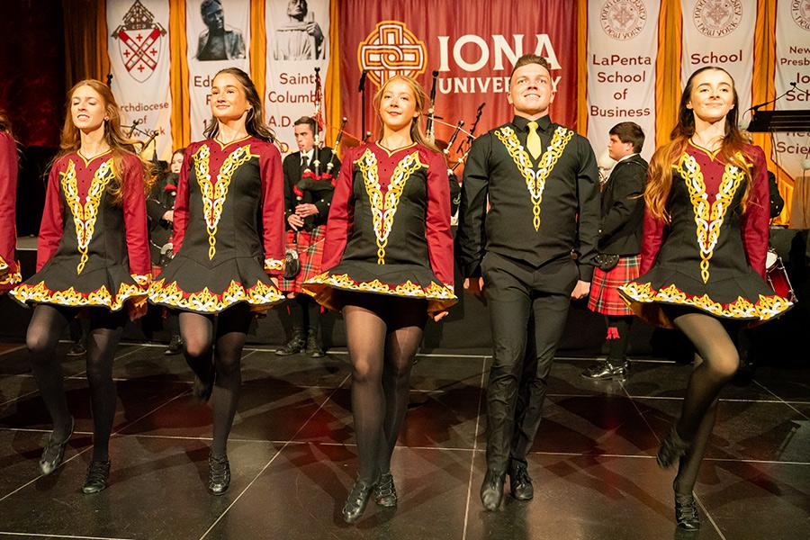 Performances by Iona University’s Irish Dance and Pipe Band kicked off the evening.