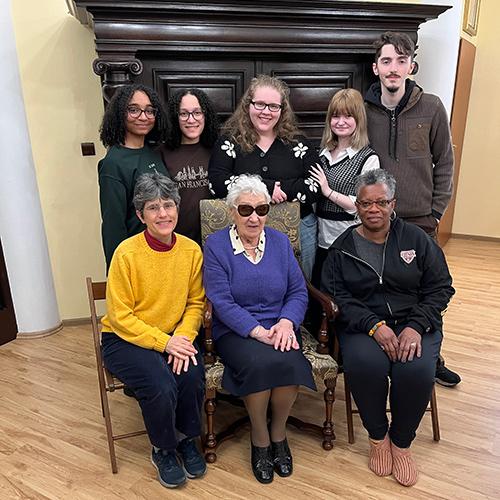 Iona students and faculty with Polish Christian Witness Survivor, Mrs. Zdzisława Włodarczyk. 