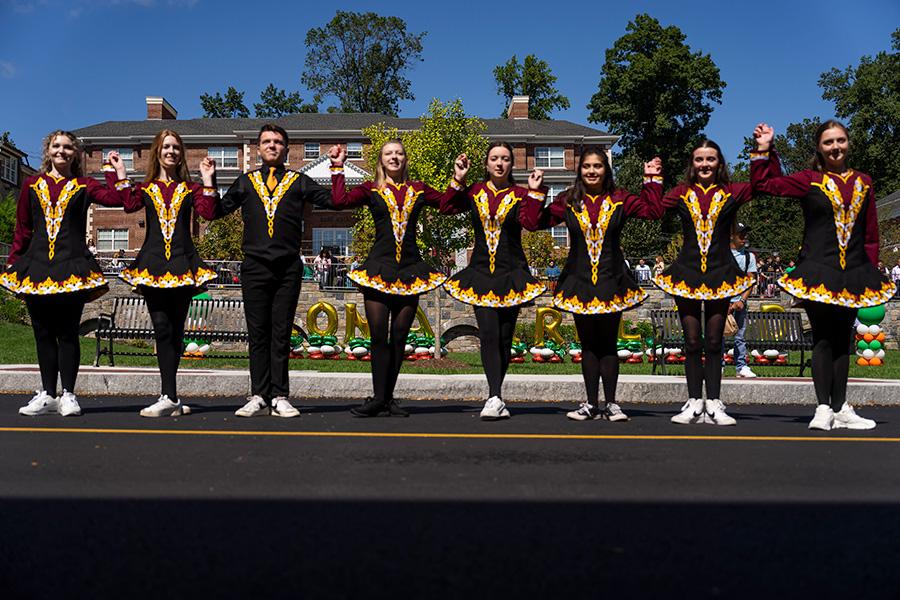 The Irish dance team performs on the Murphy Green.