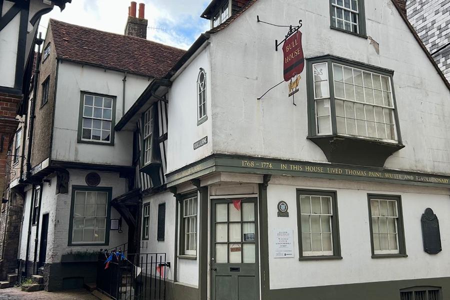 A wide shot image of the outside structure of Thomas Paine's house in Lewes, England.