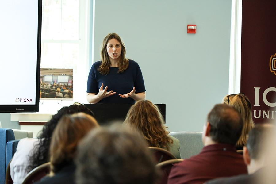 Ivy giving a presentation on AI.