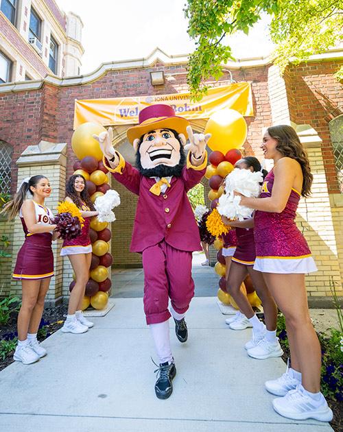 Killian and the Cheer Team at the Bohm Hall ribbon cutting.