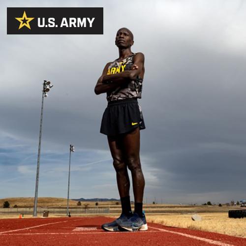 Leonard Korir and US Army logo.