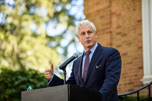 Marc Gabelli speaking at the ribbon cutting.