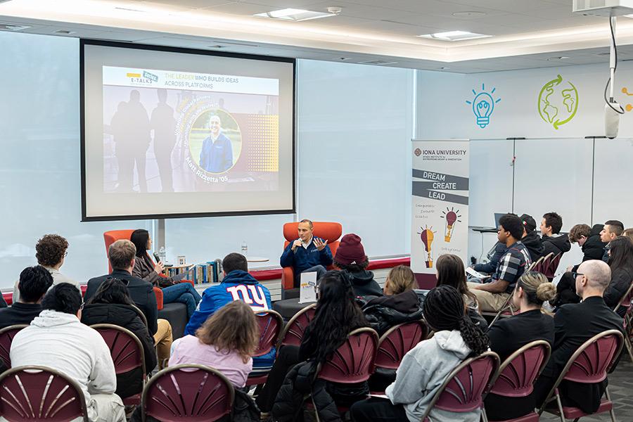 Matt Rizzetta speaking at the Hynes Institute.