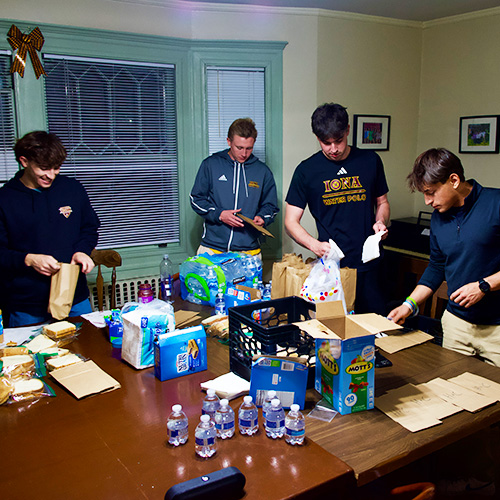 Students preparing food for a midnight run.