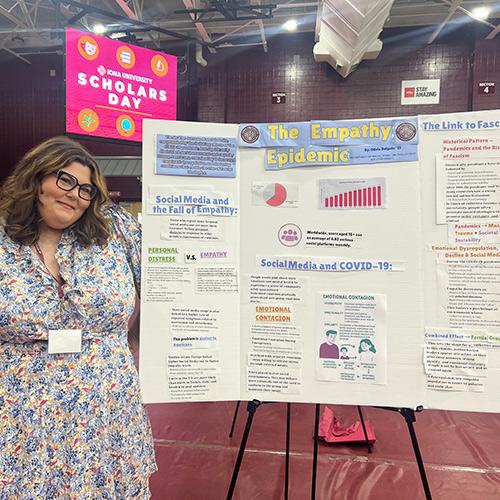 Olivia Delgado presenting at Scholars Day.