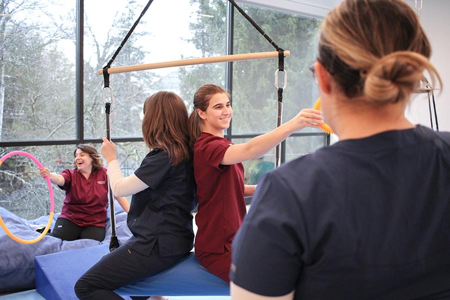 OT students working in the occupational therapy lab.