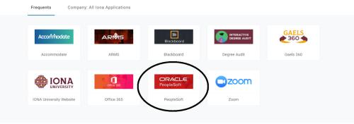 The PeopleSoft app circled on the OneLogin page.