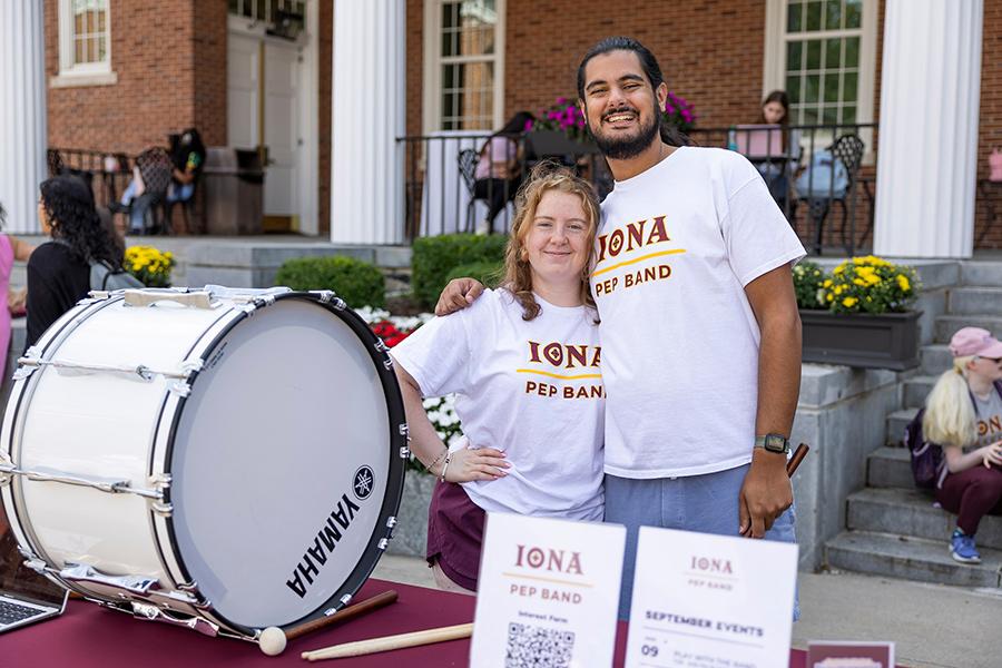 Two members of the Pep Band at the Involvement Fair.