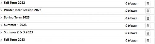 Student’s audit will populate on left side of screen and plan will show up on right side. For any terms that will not be used, you can remove them using the trash bin.