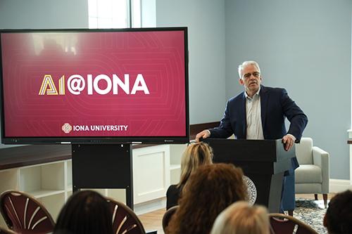 President Carey speaking at the GCTL opening.