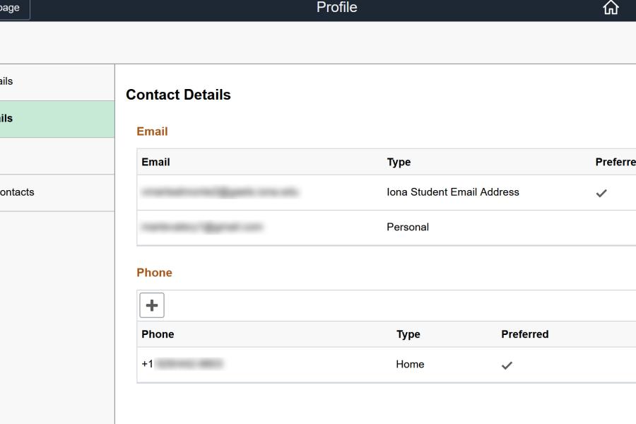 PeopleSoft Contact Details Page