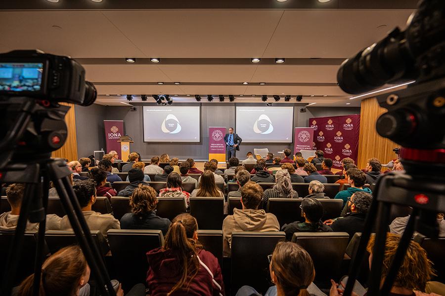 Mr. Saviano with the audience in the foreground.