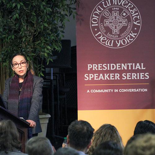 Shannon Vallor at the Presidential Speaker Series.