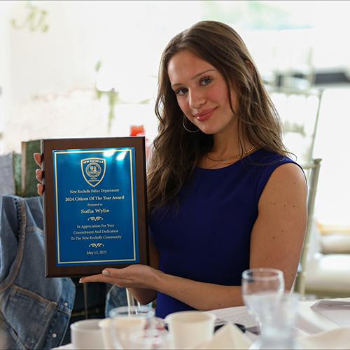 Sofia Wyllie accepting her award.