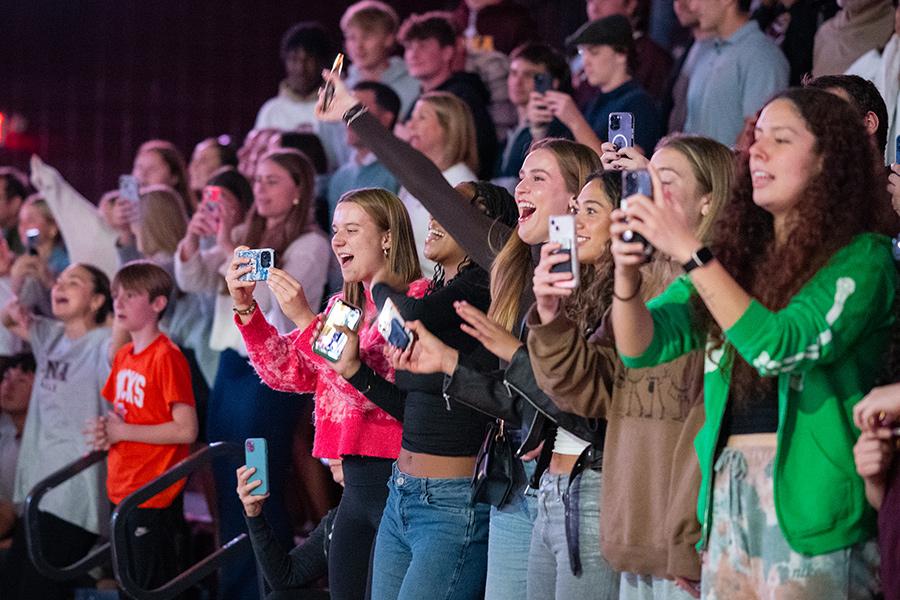 Students cheer at a game.