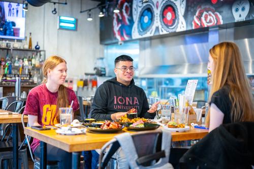 Students enjot lunch at Westchester Taco.