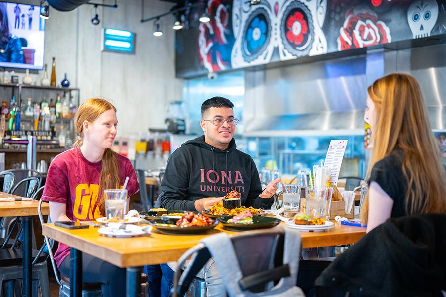 Students enjot lunch at Westchester Taco.