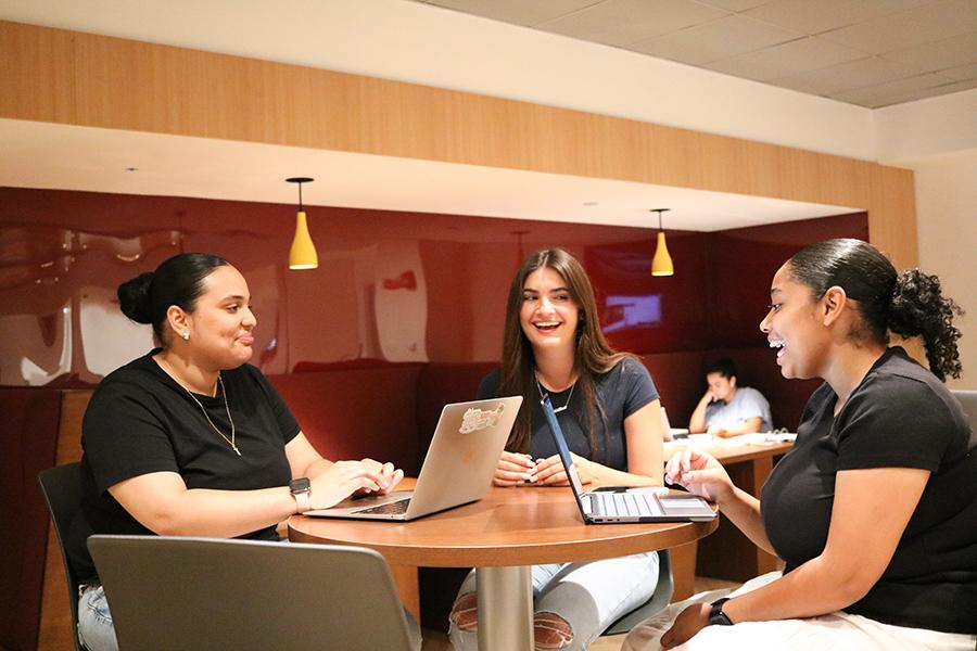 Students study in the lounge.