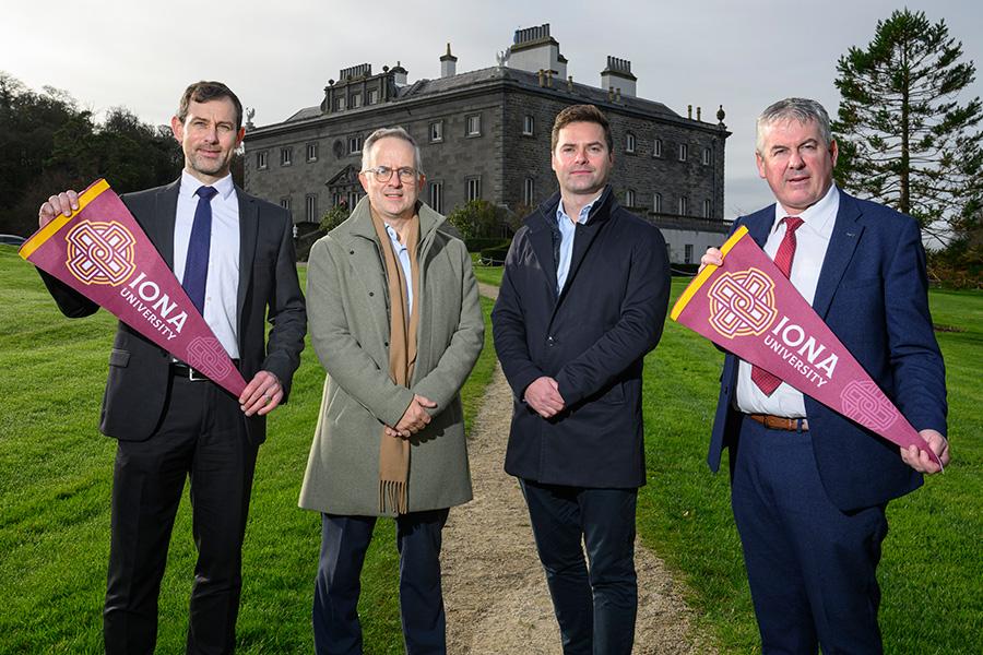 From Left: Kevin Malone, Acting Principal of Sacred Heart School; Barry O’Connor, CEO of Westport Estate; Cathal J. Hughes, Director of Westport Estate; and Michael Rabbett, Principal of Rice College.