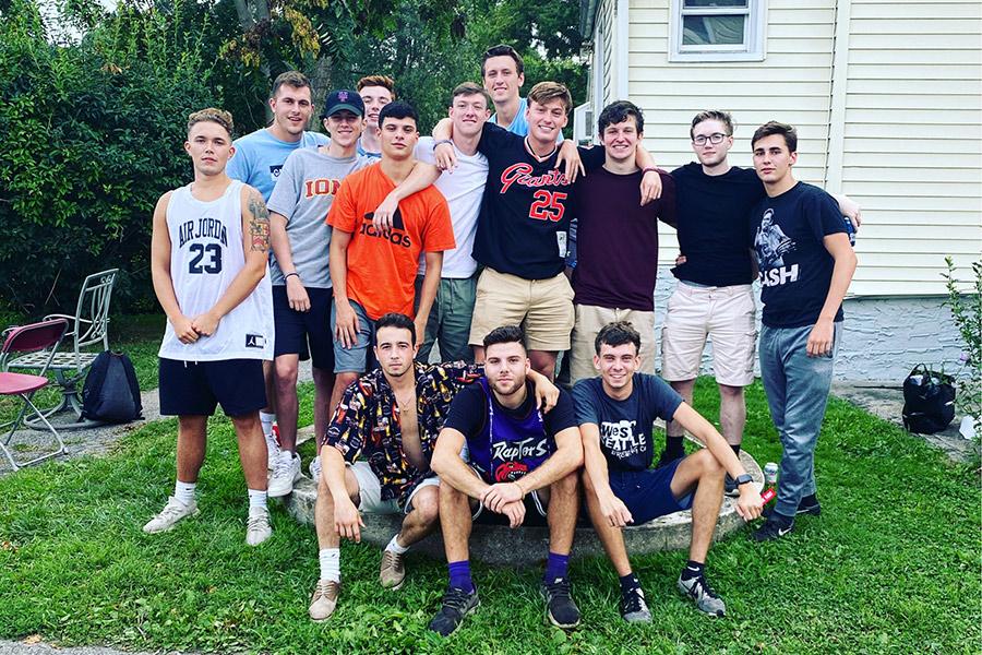 A group photo of the Zeta Kappa Chi fraternity brothers.