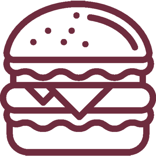 Cheeseburger icon maroon.