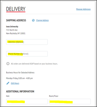 The W.B. Mason online delivery form.